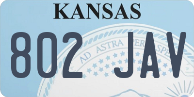 KS license plate 802JAV