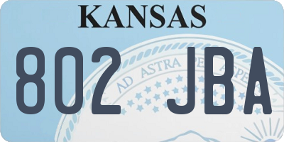 KS license plate 802JBA