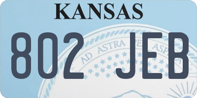 KS license plate 802JEB