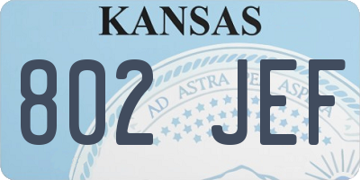 KS license plate 802JEF