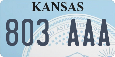 KS license plate 803AAA