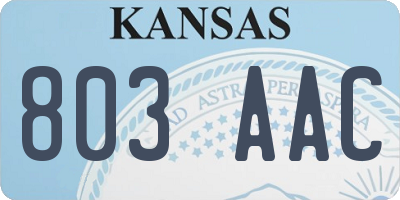 KS license plate 803AAC