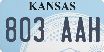 KS license plate 803AAH