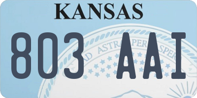 KS license plate 803AAI