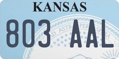 KS license plate 803AAL