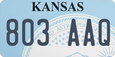KS license plate 803AAQ