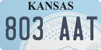 KS license plate 803AAT