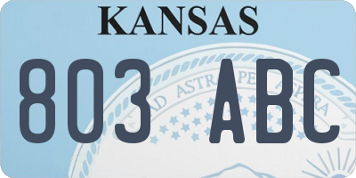 KS license plate 803ABC