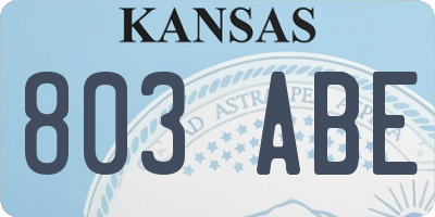 KS license plate 803ABE