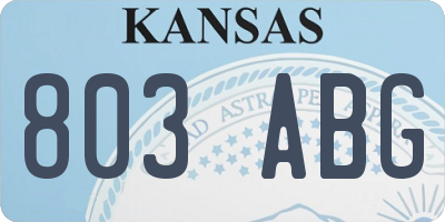 KS license plate 803ABG