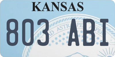 KS license plate 803ABI