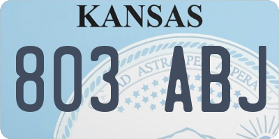 KS license plate 803ABJ