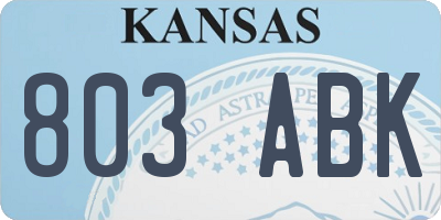 KS license plate 803ABK