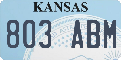 KS license plate 803ABM