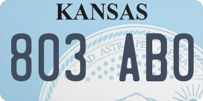 KS license plate 803ABO