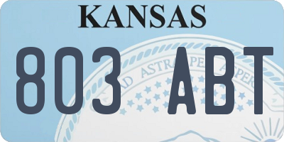 KS license plate 803ABT