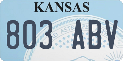 KS license plate 803ABV