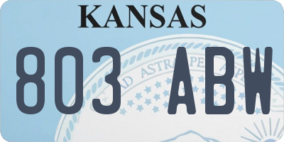 KS license plate 803ABW