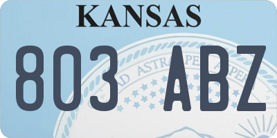 KS license plate 803ABZ