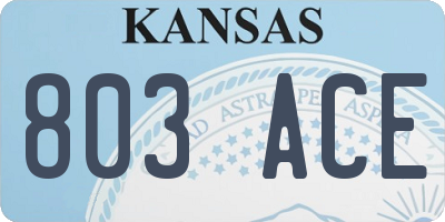 KS license plate 803ACE