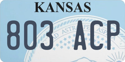 KS license plate 803ACP