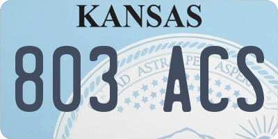 KS license plate 803ACS