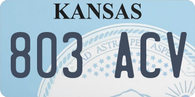 KS license plate 803ACV