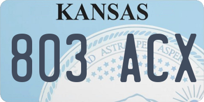 KS license plate 803ACX