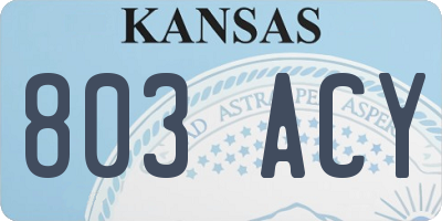 KS license plate 803ACY