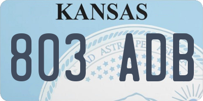KS license plate 803ADB