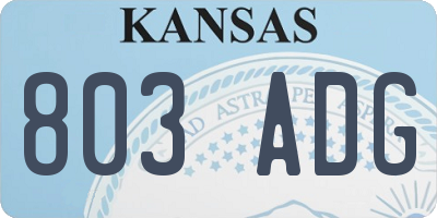 KS license plate 803ADG
