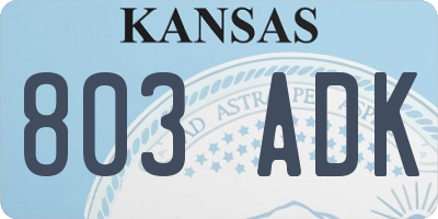 KS license plate 803ADK