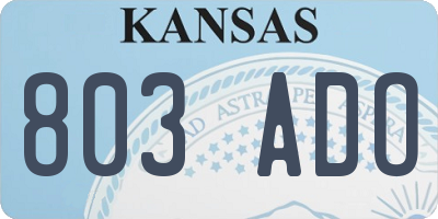 KS license plate 803ADO