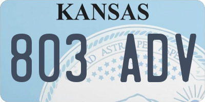KS license plate 803ADV