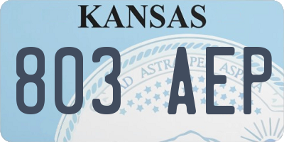 KS license plate 803AEP