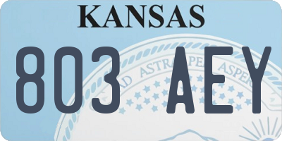 KS license plate 803AEY