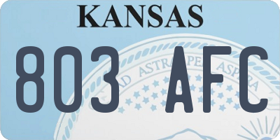 KS license plate 803AFC