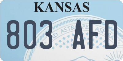 KS license plate 803AFD