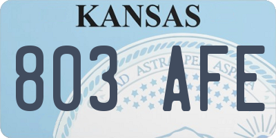 KS license plate 803AFE