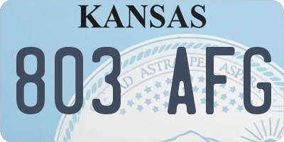 KS license plate 803AFG