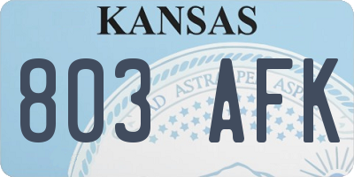 KS license plate 803AFK