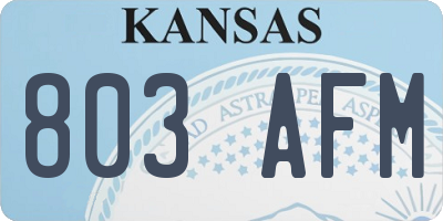 KS license plate 803AFM