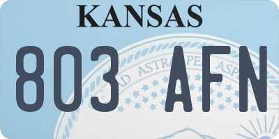 KS license plate 803AFN