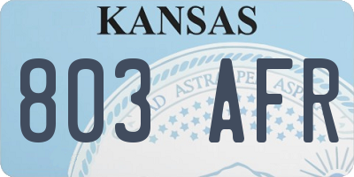 KS license plate 803AFR