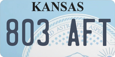 KS license plate 803AFT