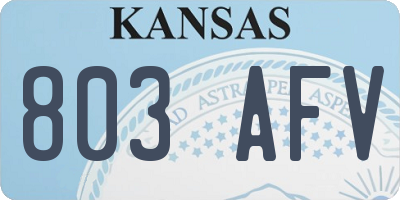 KS license plate 803AFV