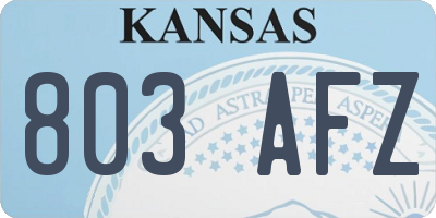 KS license plate 803AFZ