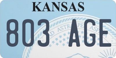 KS license plate 803AGE