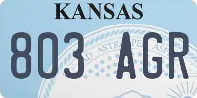 KS license plate 803AGR