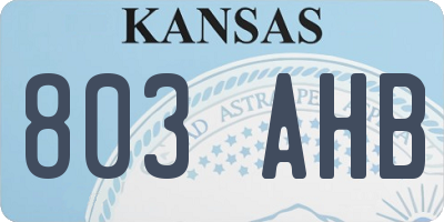 KS license plate 803AHB